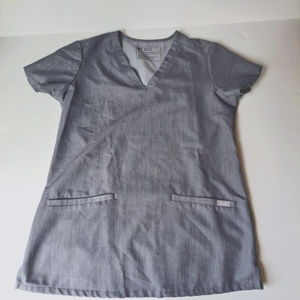 Figs Gray V-Neck Scrub Top